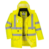S427, Portwest S427, parka S427, parka haute visibilité, parka haute visibilité 7 en 1, veste haute visibilité, veste Hi-Vis, parka Hi-Vis, vêtement haute visibilité, veste réfléchissante travail, parka de travail, veste chantier