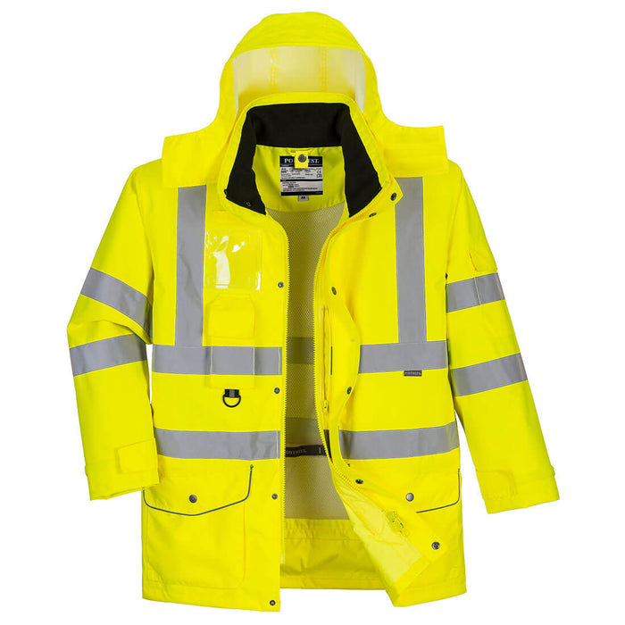 S427, Portwest S427, parka S427, parka haute visibilité, parka haute visibilité 7 en 1, veste haute visibilité, veste Hi-Vis, parka Hi-Vis, vêtement haute visibilité, veste réfléchissante travail, parka de travail, veste chantier